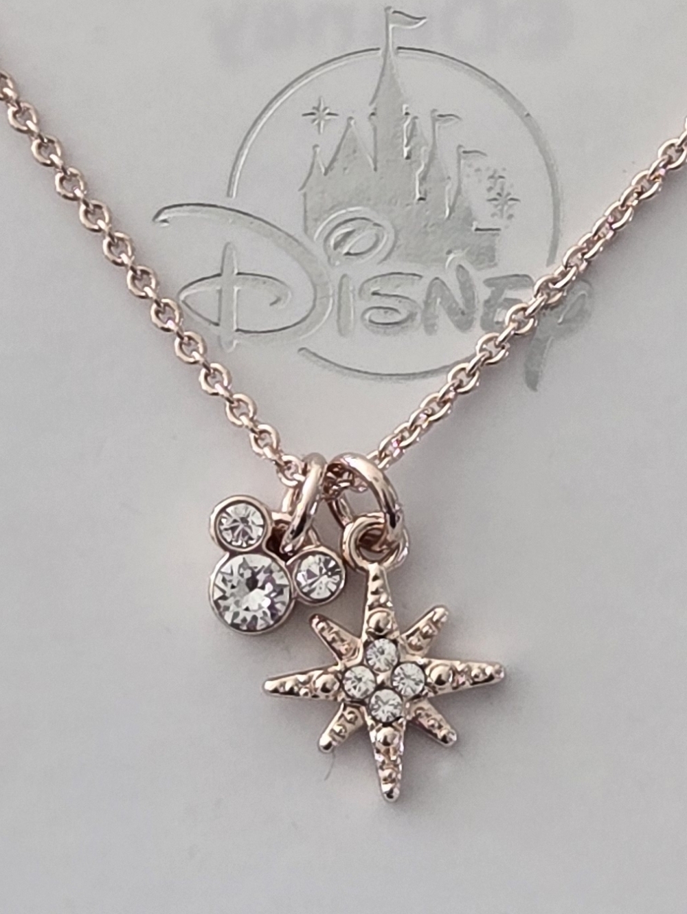 Mickey Mouse Rose Gold-Tone Starburst Charm Necklace